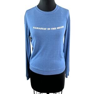 Spiritual Gangster Namaste In The Shade Blue Sweatshirt Stretch Crew Neck Sz XS
